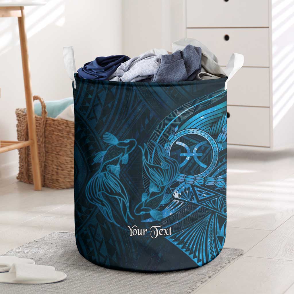 Personalised Polynesia Zodiac Pisces Laundry Basket Galaxy Polynesian Pattern Chest Tattoo Style