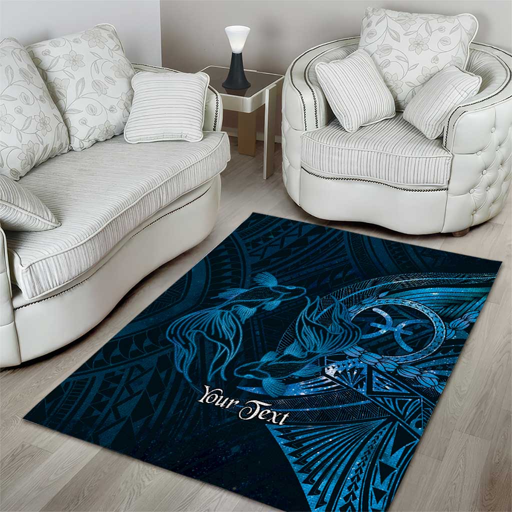 Personalised Polynesia Zodiac Pisces Area Rug Galaxy Polynesian Pattern Chest Tattoo Style