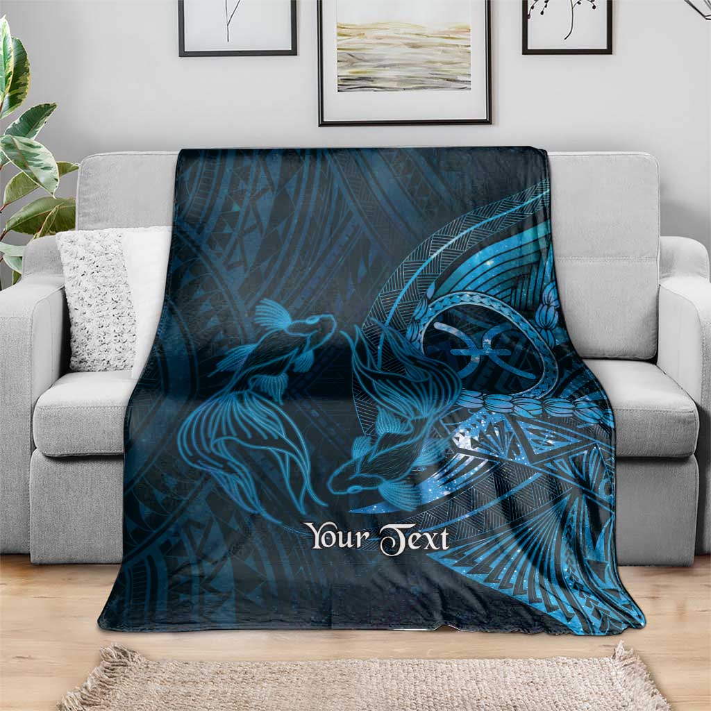 Personalised Polynesia Zodiac Pisces Blanket Galaxy Polynesian Pattern Chest Tattoo Style