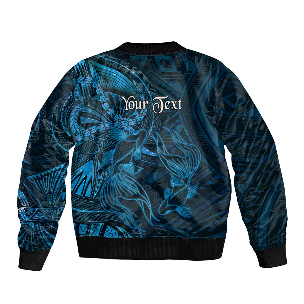 Personalised Polynesia Zodiac Pisces Bomber Jacket Galaxy Polynesian Pattern Chest Tattoo Style
