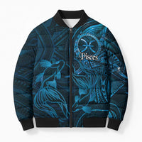 Personalised Polynesia Zodiac Pisces Bomber Puffer Jacket Galaxy Polynesian Pattern Chest Tattoo Style