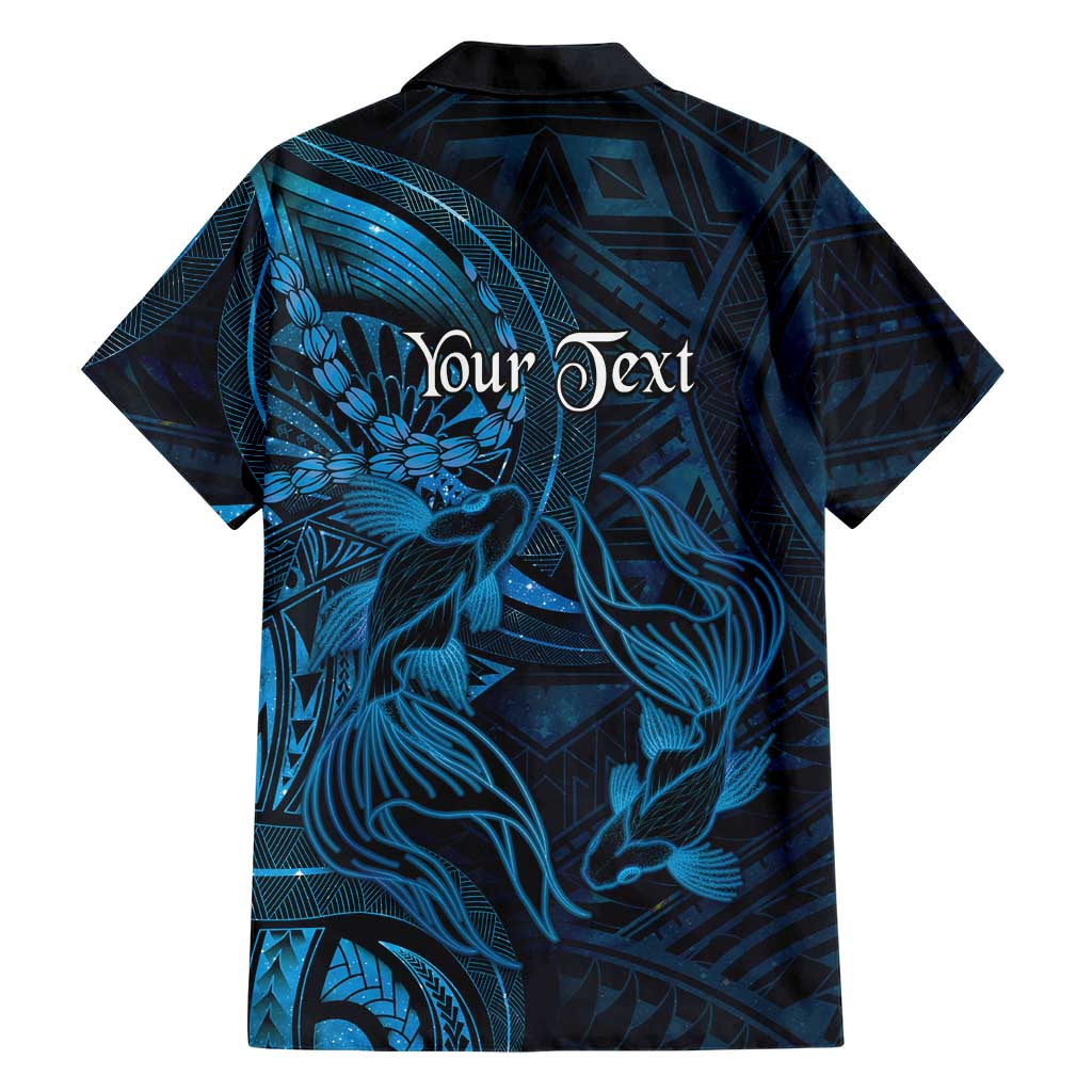 Personalised Polynesia Zodiac Pisces Family Matching Off The Shoulder Long Sleeve Dress and Hawaiian Shirt Galaxy Polynesian Pattern Chest Tattoo Style