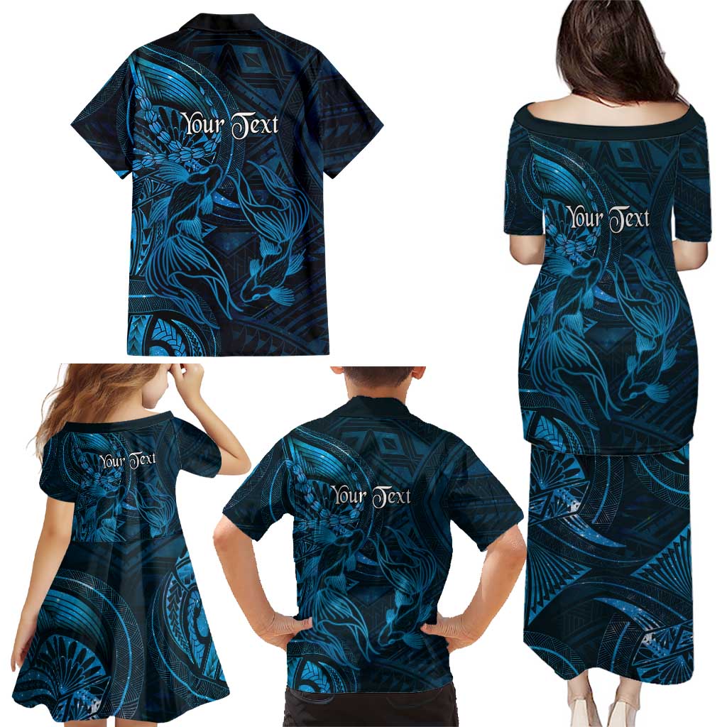 Personalised Polynesia Zodiac Pisces Family Matching Puletasi and Hawaiian Shirt Galaxy Polynesian Pattern Chest Tattoo Style