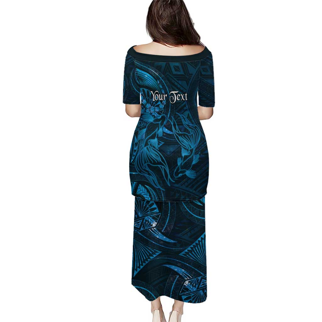 Personalised Polynesia Zodiac Pisces Family Matching Puletasi and Hawaiian Shirt Galaxy Polynesian Pattern Chest Tattoo Style