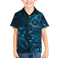Personalised Polynesia Zodiac Pisces Family Matching Short Sleeve Bodycon Dress and Hawaiian Shirt Galaxy Polynesian Pattern Chest Tattoo Style