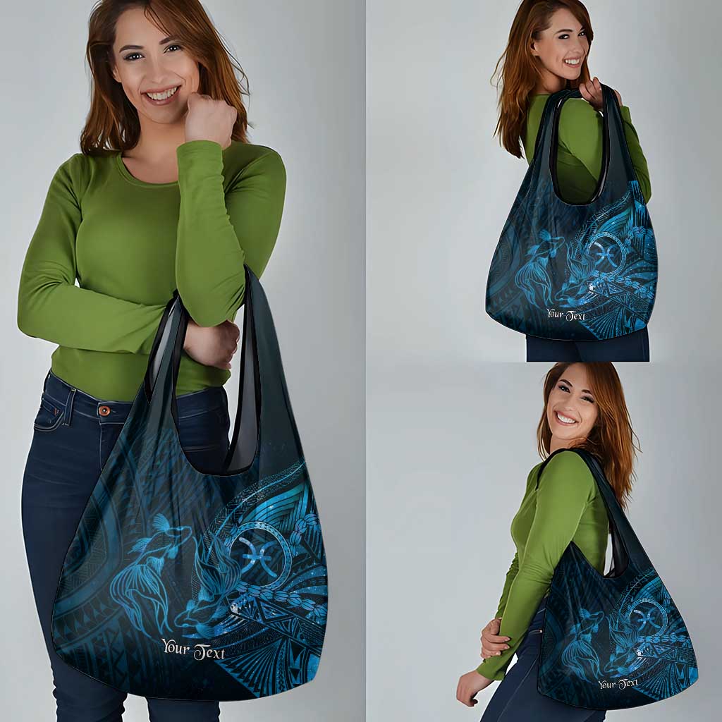 Personalised Polynesia Zodiac Pisces Grocery Bag Galaxy Polynesian Pattern Chest Tattoo Style