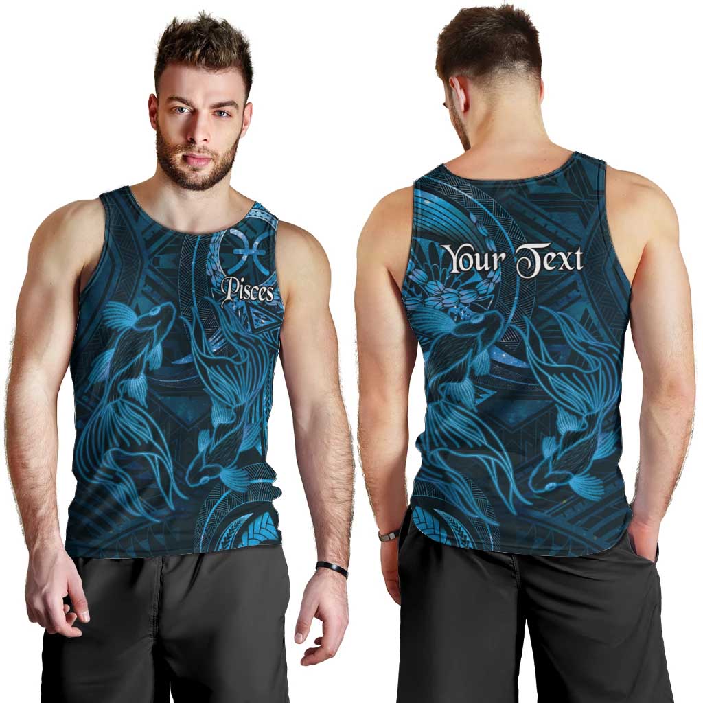 Personalised Polynesia Zodiac Pisces Men Tank Top Galaxy Polynesian Pattern Chest Tattoo Style