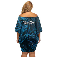 Personalised Polynesia Zodiac Pisces Off Shoulder Short Dress Galaxy Polynesian Pattern Chest Tattoo Style