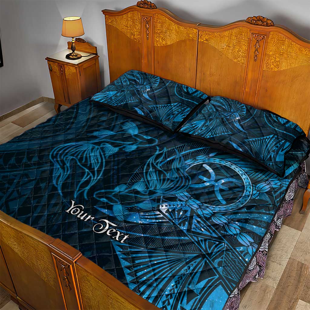 Personalised Polynesia Zodiac Pisces Quilt Bed Set Galaxy Polynesian Pattern Chest Tattoo Style
