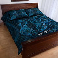 Personalised Polynesia Zodiac Pisces Quilt Bed Set Galaxy Polynesian Pattern Chest Tattoo Style