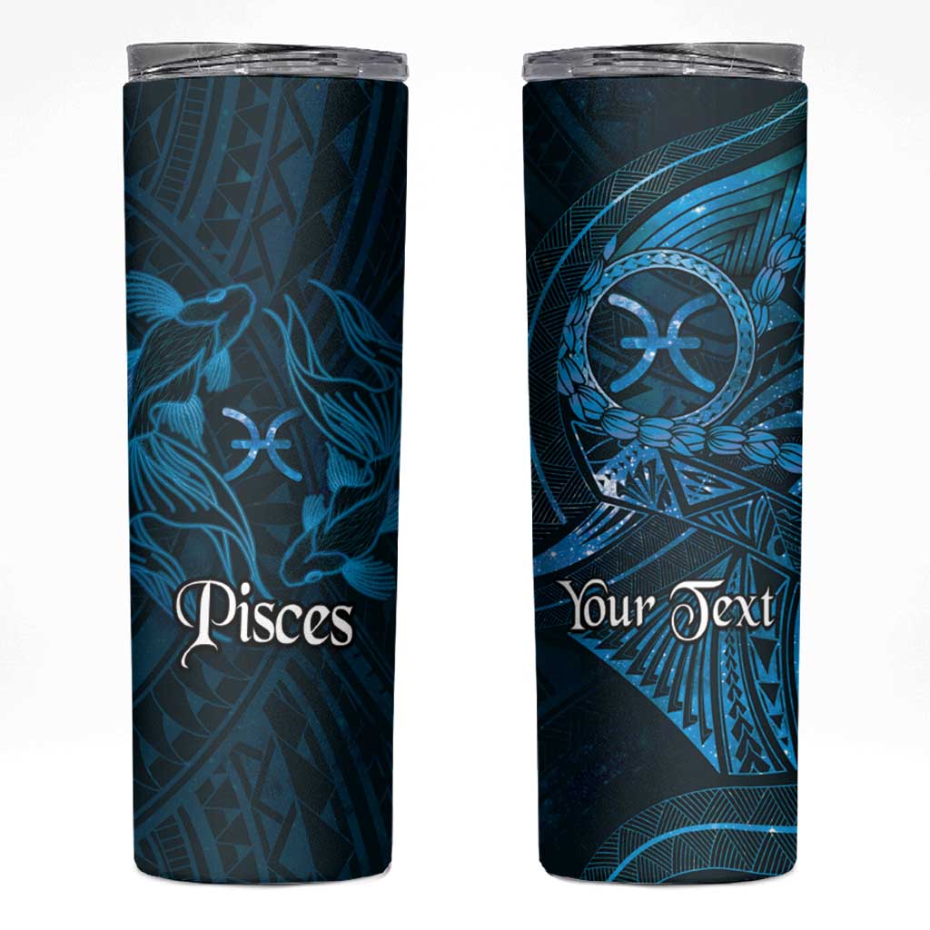 Personalised Polynesia Zodiac Pisces Skinny Tumbler Galaxy Polynesian Pattern Chest Tattoo Style