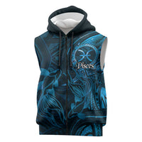Personalised Polynesia Zodiac Pisces Sleeveless Zip Hoodie Galaxy Polynesian Pattern Chest Tattoo Style
