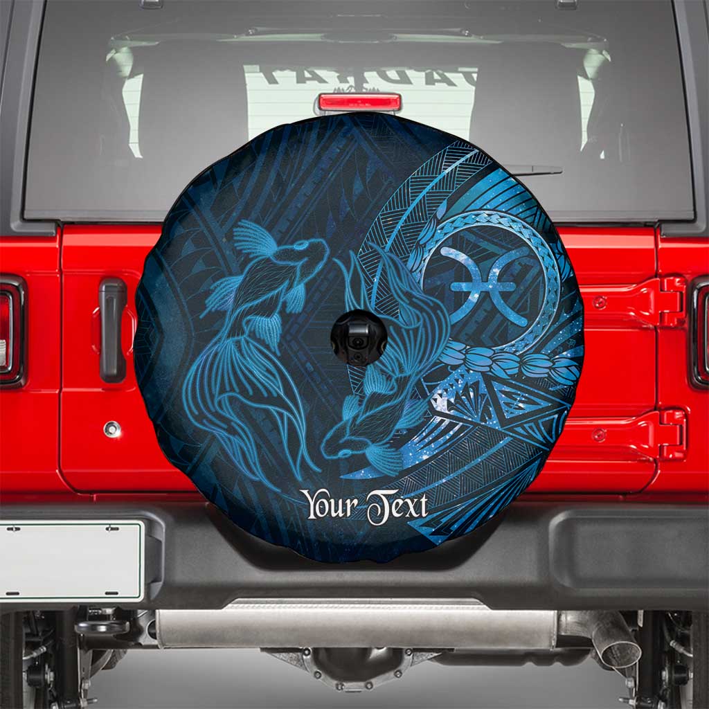 Personalised Polynesia Zodiac Pisces Spare Tire Cover Galaxy Polynesian Pattern Chest Tattoo Style