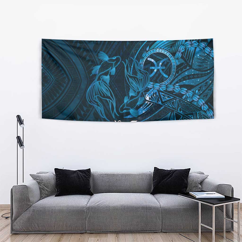 Personalised Polynesia Zodiac Pisces Tapestry Galaxy Polynesian Pattern Chest Tattoo Style