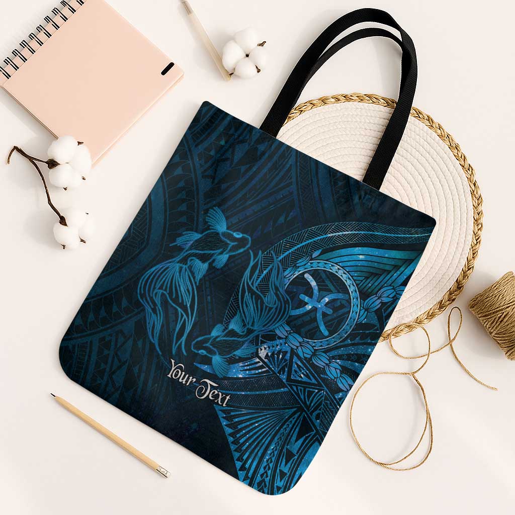 Personalised Polynesia Zodiac Pisces Tote Bag Galaxy Polynesian Pattern Chest Tattoo Style