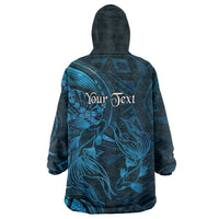 Personalised Polynesia Zodiac Pisces Wearable Blanket Hoodie Galaxy Polynesian Pattern Chest Tattoo Style