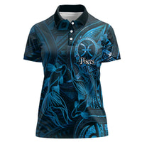 Personalised Polynesia Zodiac Pisces Women Polo Shirt Galaxy Polynesian Pattern Chest Tattoo Style