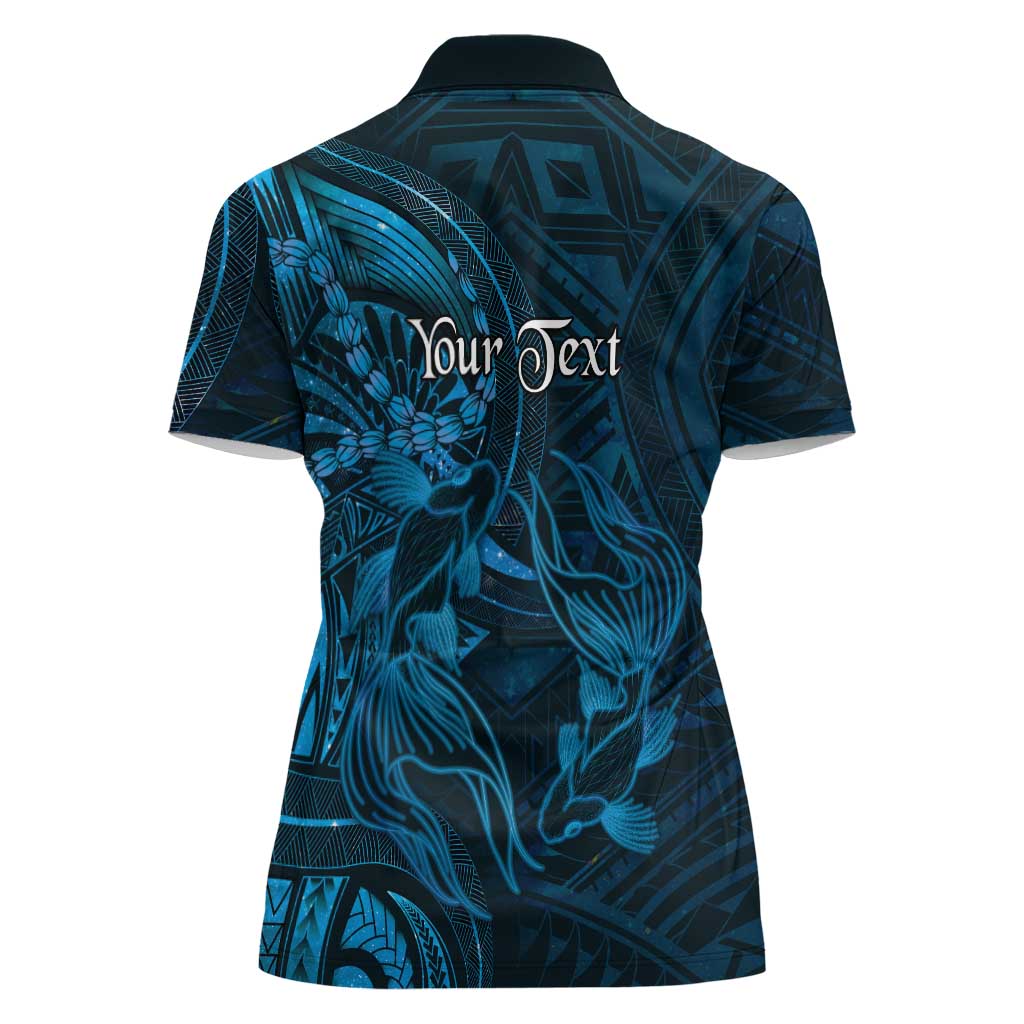 Personalised Polynesia Zodiac Pisces Women Polo Shirt Galaxy Polynesian Pattern Chest Tattoo Style