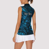 Personalised Polynesia Zodiac Pisces Women Sleeveless Polo Shirt Galaxy Polynesian Pattern Chest Tattoo Style