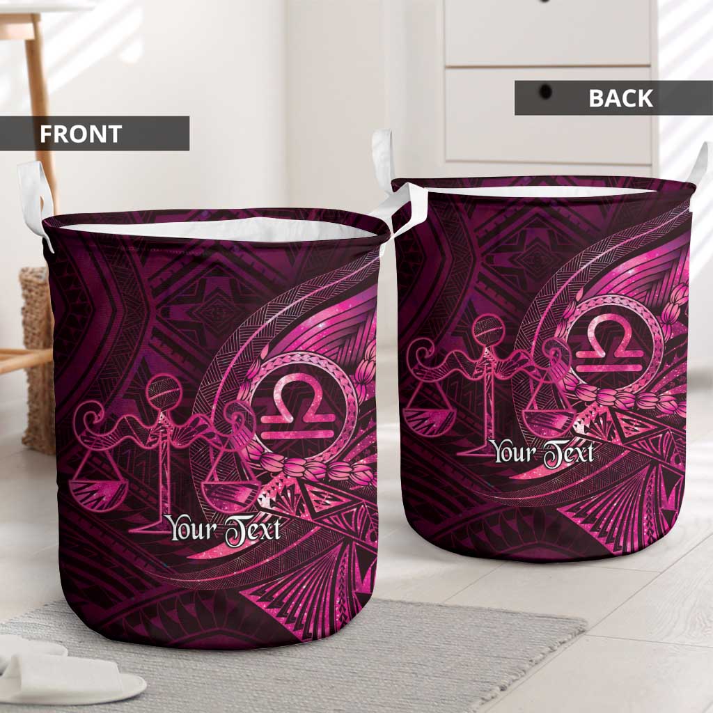 Personalised Polynesia Zodiac Libra Laundry Basket Galaxy Polynesian Pattern Chest Tattoo Style