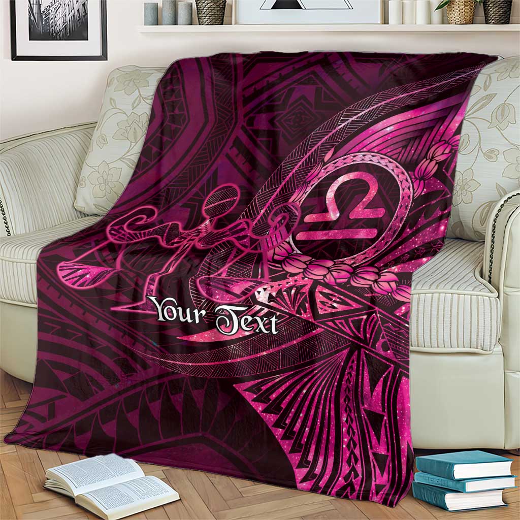 Personalised Polynesia Zodiac Libra Blanket Galaxy Polynesian Pattern Chest Tattoo Style