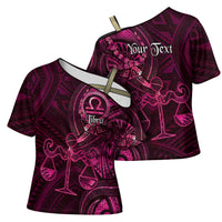 Personalised Polynesia Zodiac Libra Cross Shoulder Shirt Galaxy Polynesian Pattern Chest Tattoo Style