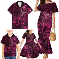 Personalised Polynesia Zodiac Libra Family Matching Mermaid Dress and Hawaiian Shirt Galaxy Polynesian Pattern Chest Tattoo Style