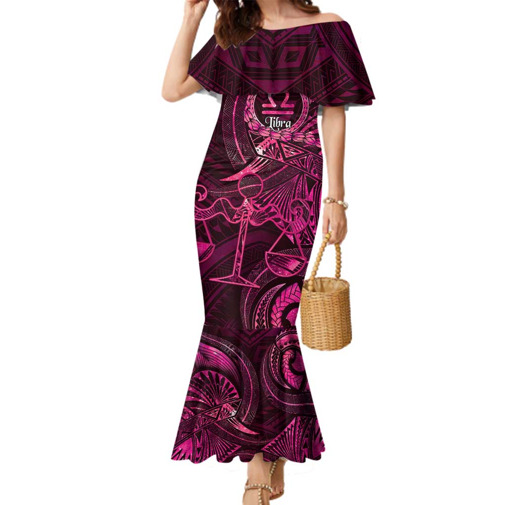 Personalised Polynesia Zodiac Libra Family Matching Mermaid Dress and Hawaiian Shirt Galaxy Polynesian Pattern Chest Tattoo Style