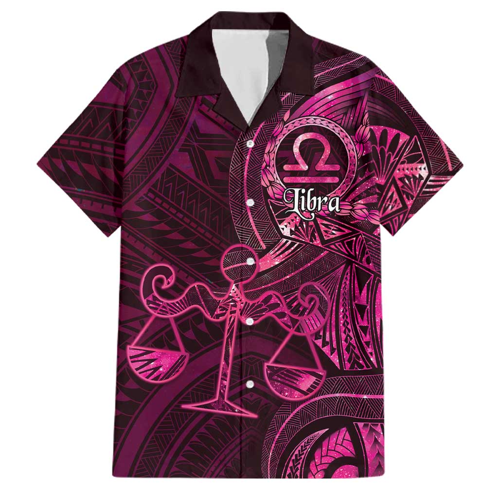 Personalised Polynesia Zodiac Libra Family Matching Off The Shoulder Long Sleeve Dress and Hawaiian Shirt Galaxy Polynesian Pattern Chest Tattoo Style
