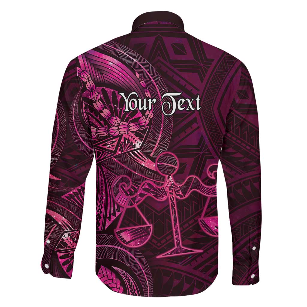 Personalised Polynesia Zodiac Libra Family Matching Off The Shoulder Long Sleeve Dress and Hawaiian Shirt Galaxy Polynesian Pattern Chest Tattoo Style