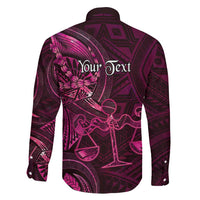 Personalised Polynesia Zodiac Libra Family Matching Off Shoulder Short Dress and Hawaiian Shirt Galaxy Polynesian Pattern Chest Tattoo Style