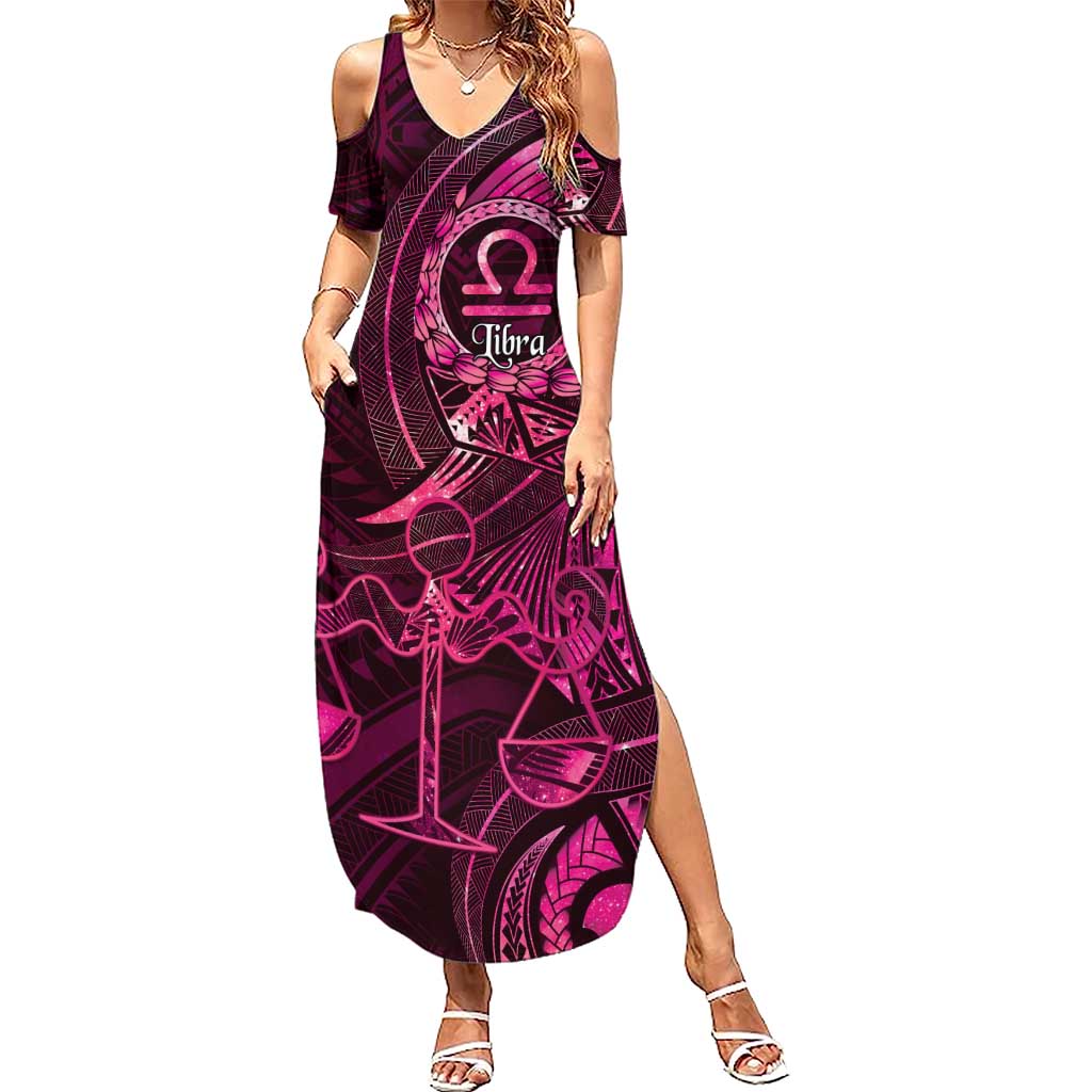 Personalised Polynesia Zodiac Libra Family Matching Summer Maxi Dress and Hawaiian Shirt Galaxy Polynesian Pattern Chest Tattoo Style