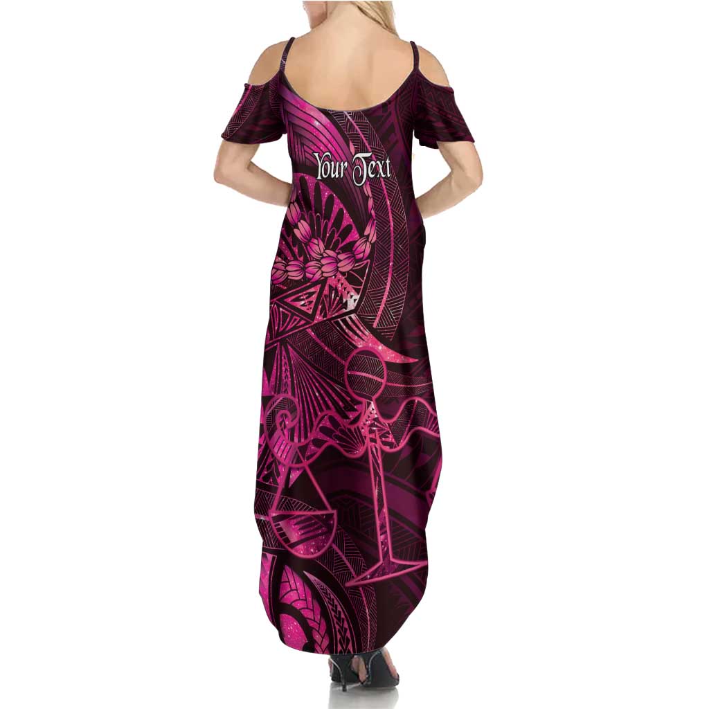 Personalised Polynesia Zodiac Libra Family Matching Summer Maxi Dress and Hawaiian Shirt Galaxy Polynesian Pattern Chest Tattoo Style