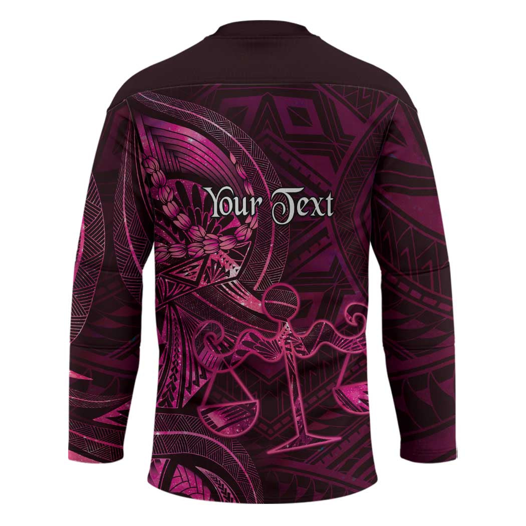Personalised Polynesia Zodiac Libra Hockey Jersey Galaxy Polynesian Pattern Chest Tattoo Style