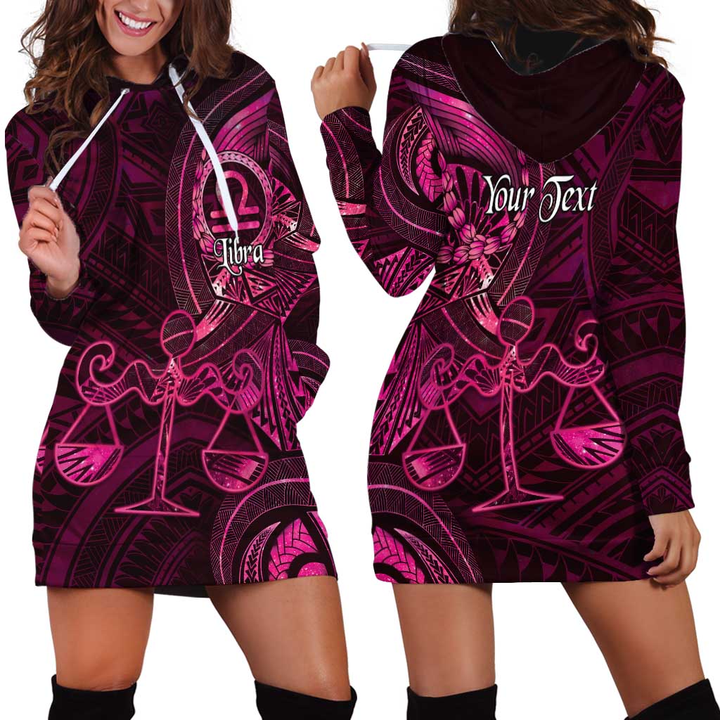 Personalised Polynesia Zodiac Libra Hoodie Dress Galaxy Polynesian Pattern Chest Tattoo Style