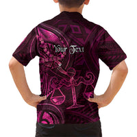 Personalised Polynesia Zodiac Libra Kid Hawaiian Shirt Galaxy Polynesian Pattern Chest Tattoo Style
