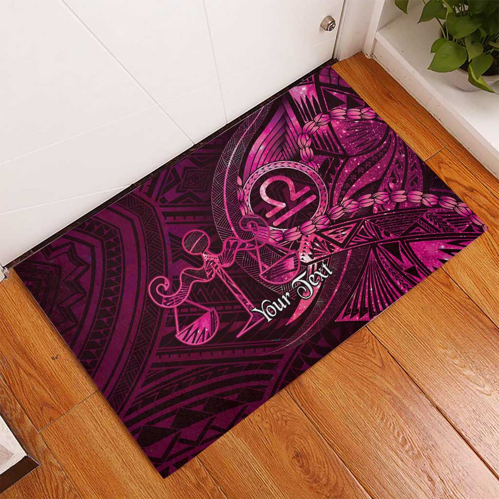 Personalised Polynesia Zodiac Libra Rubber Doormat Galaxy Polynesian Pattern Chest Tattoo Style