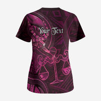 Personalised Polynesia Zodiac Libra Scrub Top Galaxy Polynesian Pattern Chest Tattoo Style