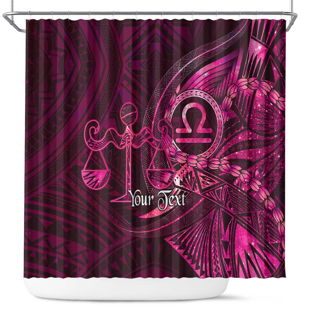 Personalised Polynesia Zodiac Libra Shower Curtain Galaxy Polynesian Pattern Chest Tattoo Style