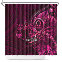 Personalised Polynesia Zodiac Libra Shower Curtain Galaxy Polynesian Pattern Chest Tattoo Style