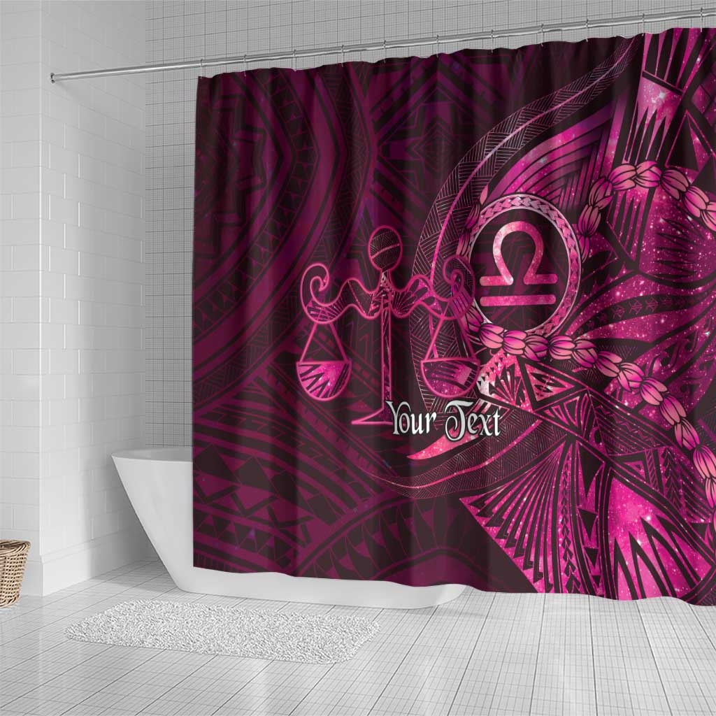 Personalised Polynesia Zodiac Libra Shower Curtain Galaxy Polynesian Pattern Chest Tattoo Style