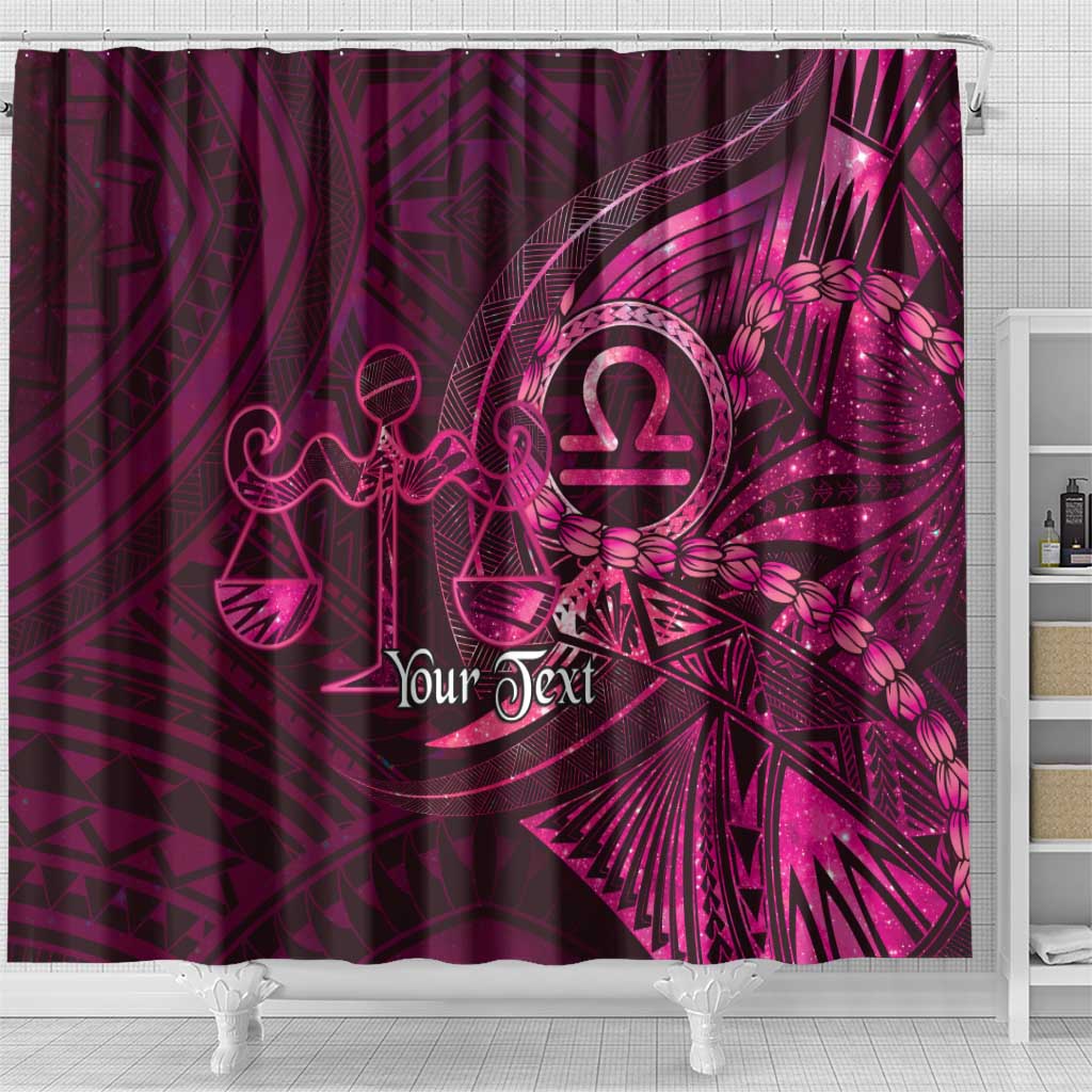 Personalised Polynesia Zodiac Libra Shower Curtain Galaxy Polynesian Pattern Chest Tattoo Style