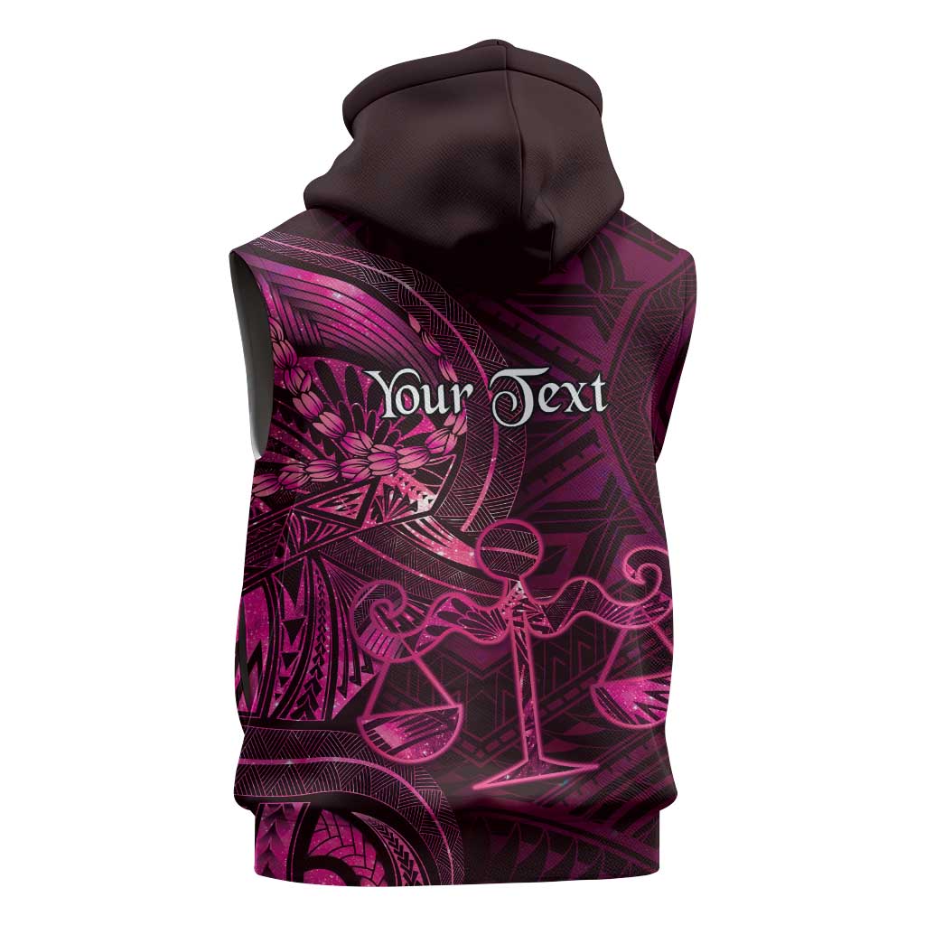 Personalised Polynesia Zodiac Libra Sleeveless Hoodie Galaxy Polynesian Pattern Chest Tattoo Style
