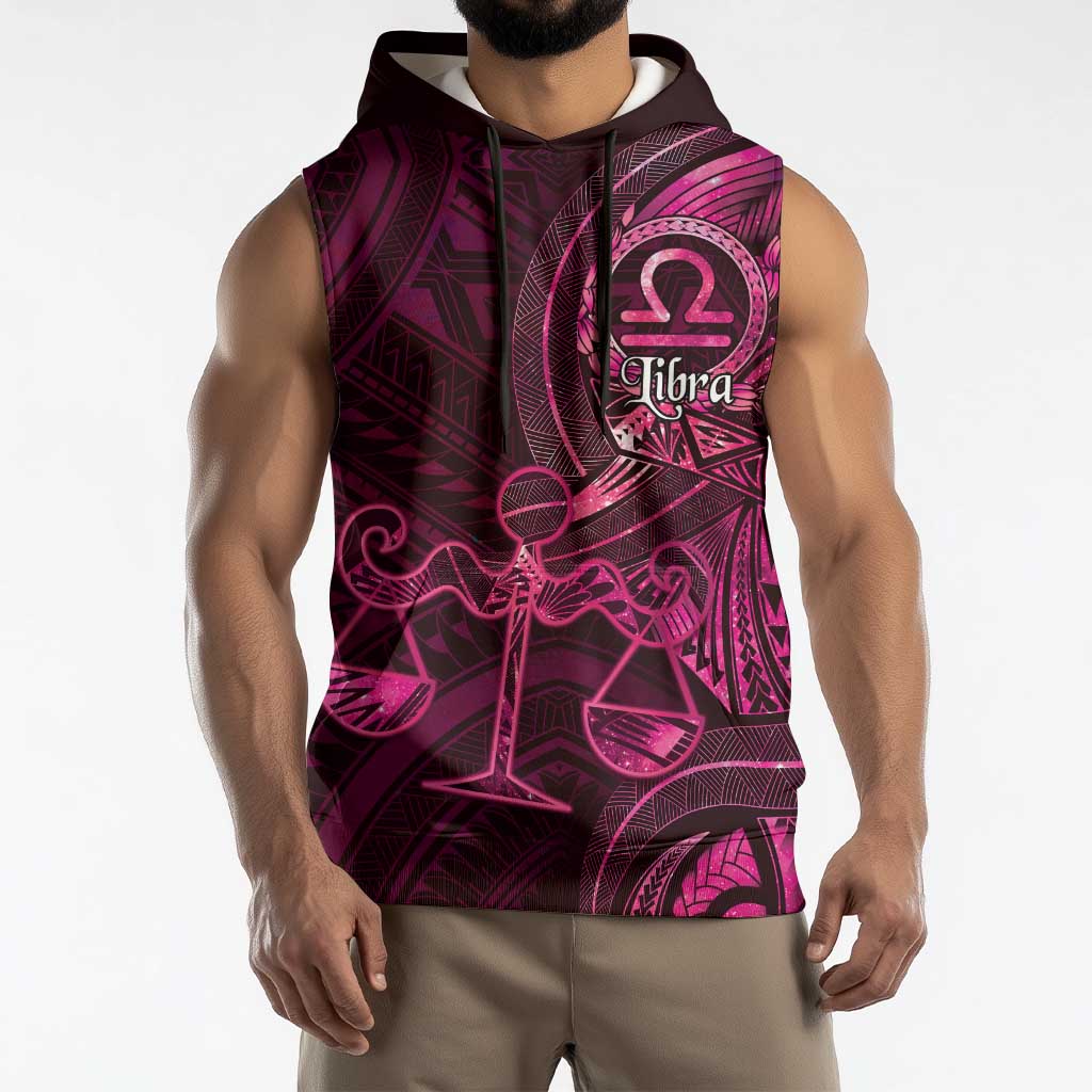 Personalised Polynesia Zodiac Libra Sleeveless Hoodie Galaxy Polynesian Pattern Chest Tattoo Style