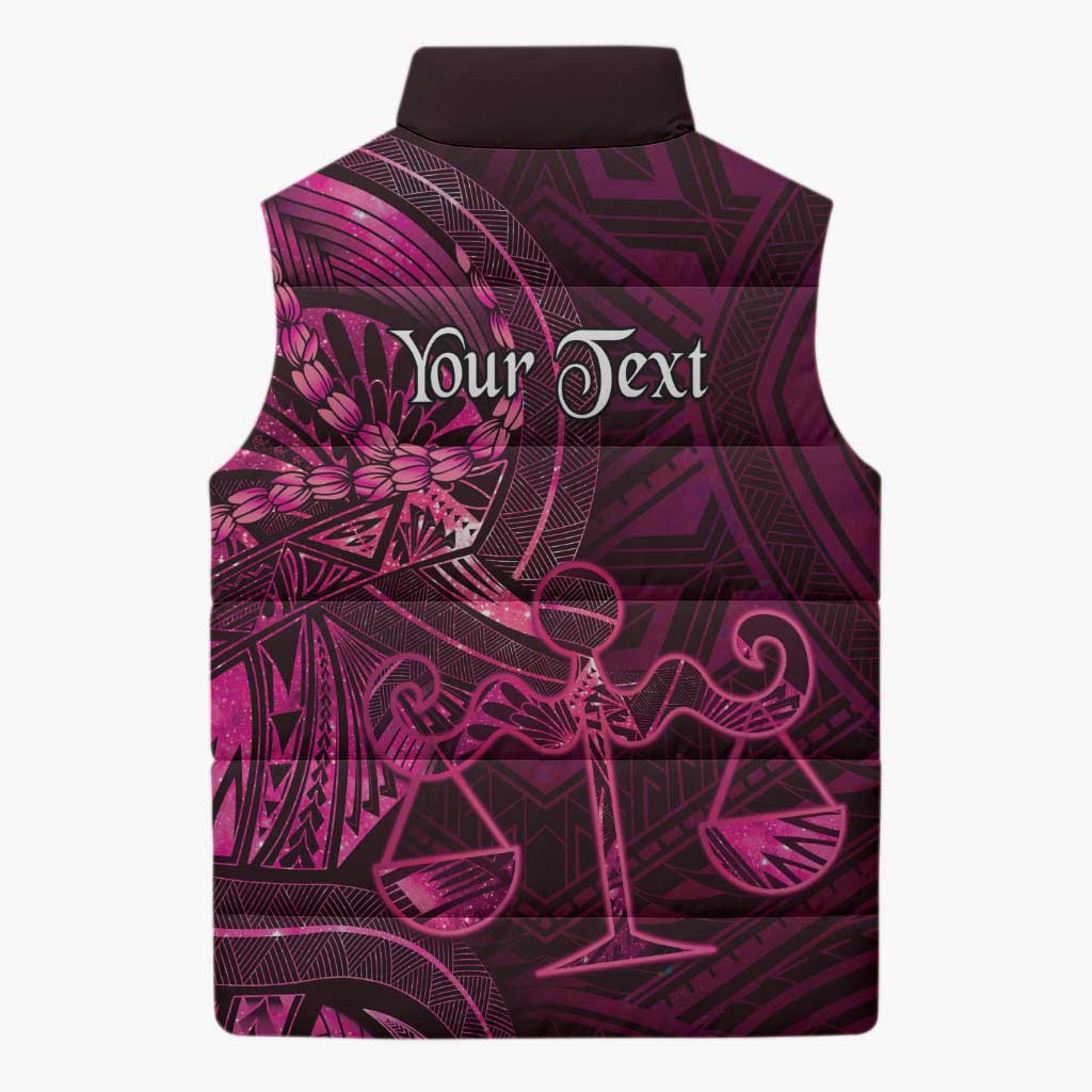 Personalised Polynesia Zodiac Libra Sleeveless Puffer Jacket Galaxy Polynesian Pattern Chest Tattoo Style