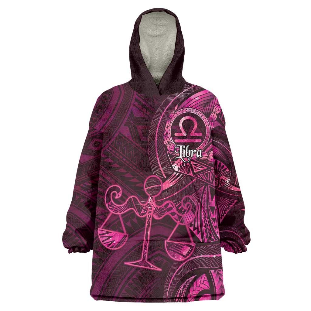 Personalised Polynesia Zodiac Libra Wearable Blanket Hoodie Galaxy Polynesian Pattern Chest Tattoo Style