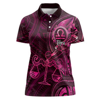Personalised Polynesia Zodiac Libra Women Polo Shirt Galaxy Polynesian Pattern Chest Tattoo Style