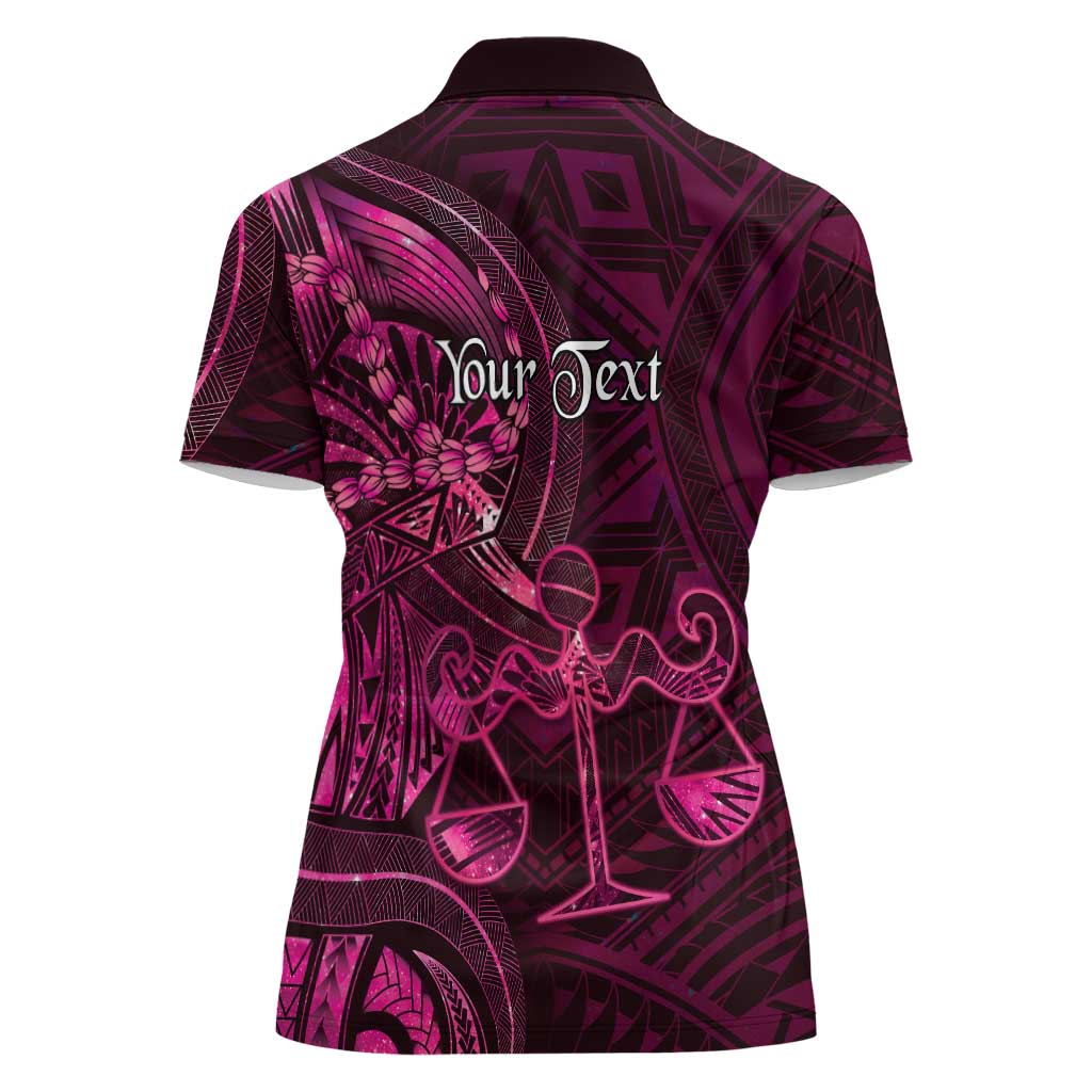 Personalised Polynesia Zodiac Libra Women Polo Shirt Galaxy Polynesian Pattern Chest Tattoo Style
