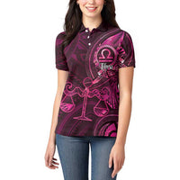Personalised Polynesia Zodiac Libra Women Polo Shirt Galaxy Polynesian Pattern Chest Tattoo Style