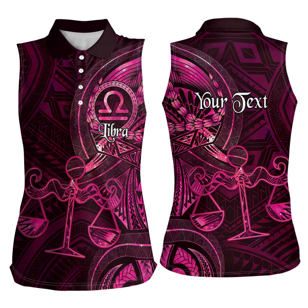 Personalised Polynesia Zodiac Libra Women Sleeveless Polo Shirt Galaxy Polynesian Pattern Chest Tattoo Style